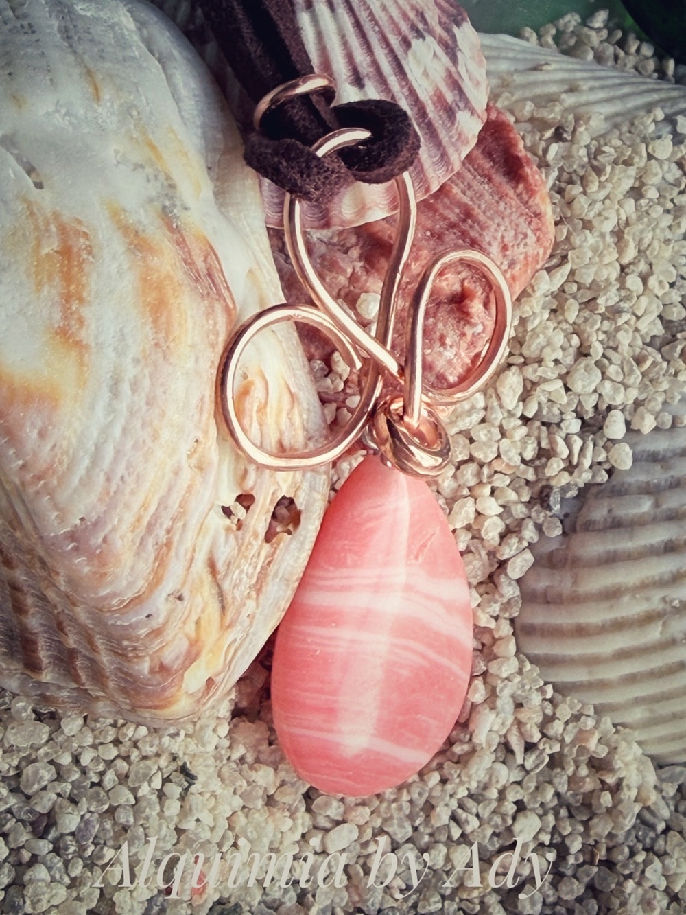 Agate Rose-Gold Teardrop Pink Pendant Necklace